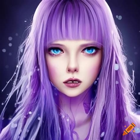 Girl With Purple Hair And Ice Blue Eyes On Craiyon