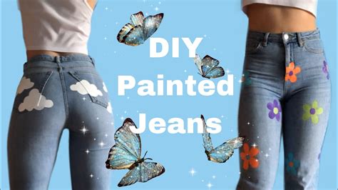 How To Paint On Fabric Diy Painted Jeans Youtube