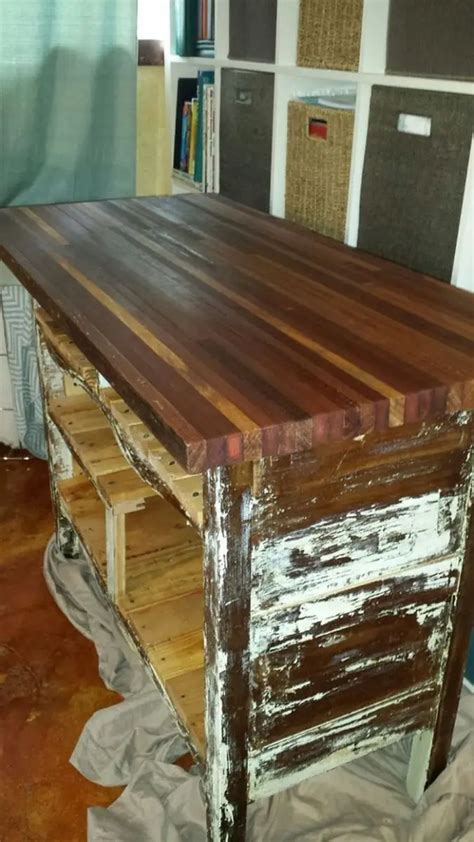 How To Turn A Dresser Into A Rustic Kitchen Island Cart