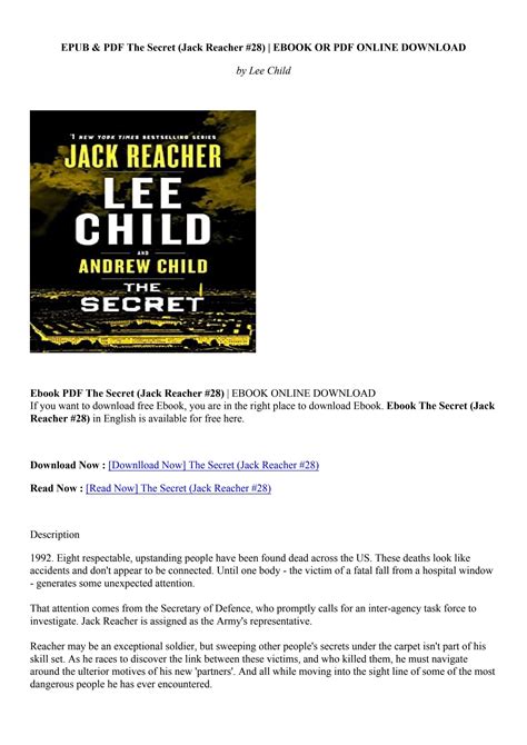 Download Pdfepub The Secret Jack Reacher 28 Lee Child By Virginia