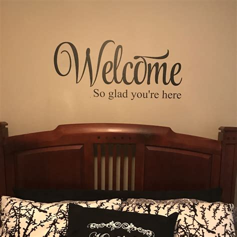 Welcome So Glad Youre Here Vinyl Wall Decal Entry Wall Art Living Room