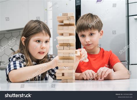 Two Children Playing Board Game Jenga Stock Photo 2252621069 Shutterstock