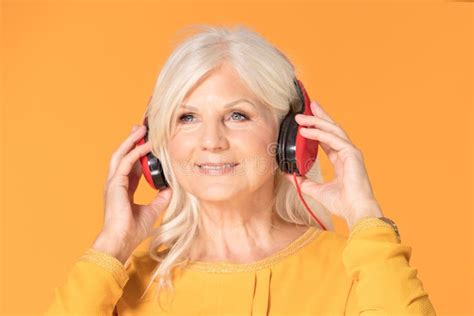 Senior Woman Listening To Music Stock Image Image Of Moves Audio