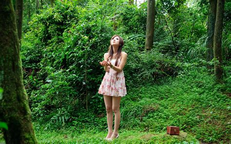 brunettes women nature dress outdoors asians mikako zhang kaijie hd wallpaper view