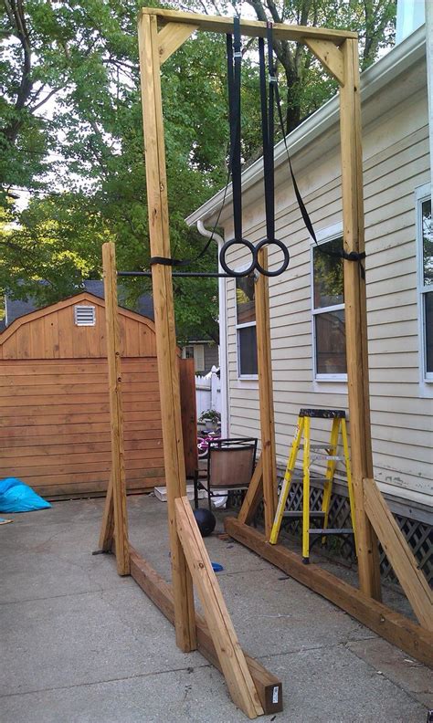 Make a pull up bar before you begin. DIY Oly Rings | Outdoor pull up bar, Crossfit home gym, Diy home gym