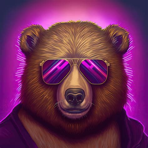 Premium Photo Cool Neon Party Bear In Sunglasses Generative Ai Not