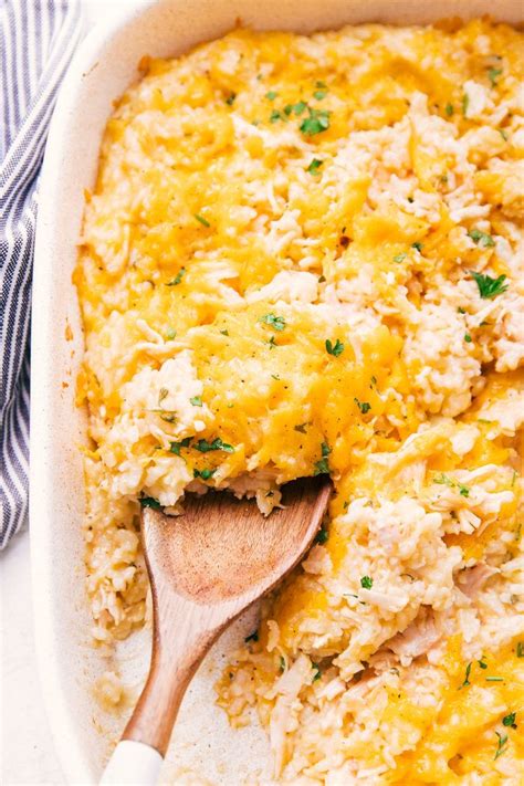 Cheesy Chicken And Rice Casserole Is A Creamy And Cheesy Comfort Food