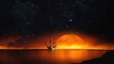 Ship Starry Sky Night Sea 4k Hd Wallpapers Hd Wallpapers Id 31248