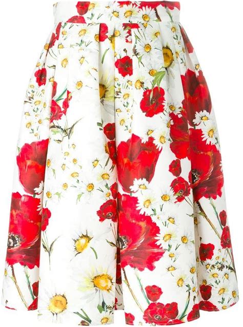 dolce and gabbana daisy and poppy print skirt printed skirts red a line skirt dolce and gabbana