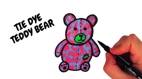 How To Draw A Stitched Teddy Bear With Tie Dye Coloring Easy Drawings