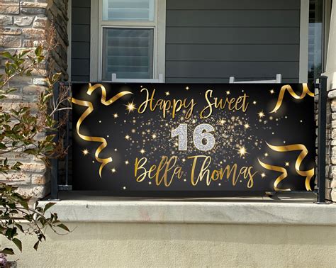 Sweet 16 Decoration Birthday Banner Sign Personalized With Etsy