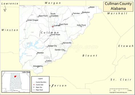 Map Of Cullman County Alabama Showing Cities Highways And Important