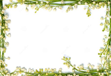 Lily Of The Valley Flowers On Paper Frame Border Isolated Horizontal