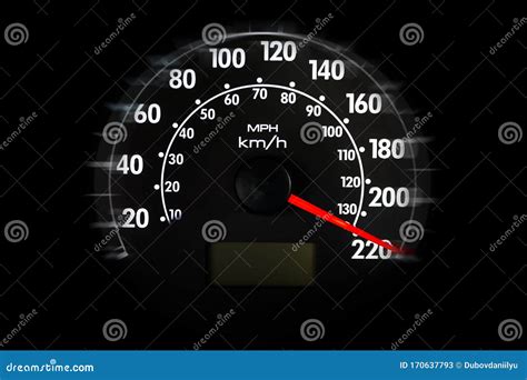 Car Speedometer Showing Maximum Speed Fast Driving Speeding Road