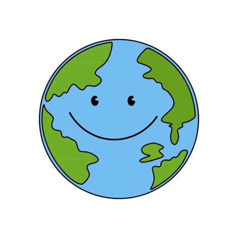 Royalty Free Cute Funny Cartoon Earth Globe With Face Emotions Clip Art