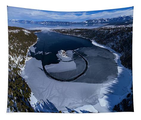 Emerald Bay Ice Aerial Tapestry