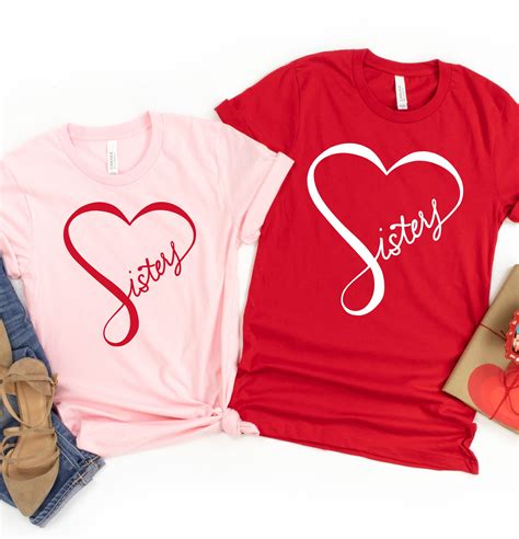Sisters Heart Shirts Valentines Matching Shirts Sisters Etsy