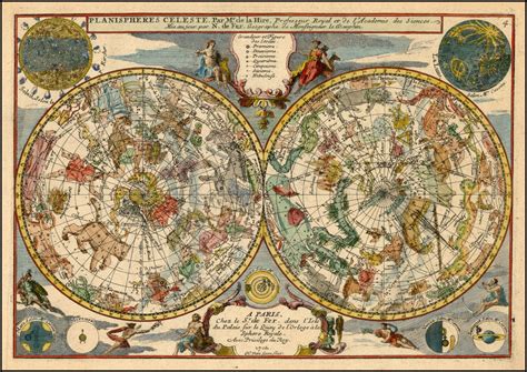 1705 Planispheres Celeste Par Mr De La Hire Nicholas De Fer