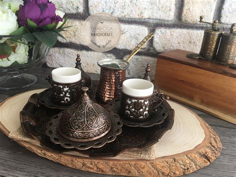 Turkish Coffee Set Traditional Turkish Coffee Cups And Copper Etsy