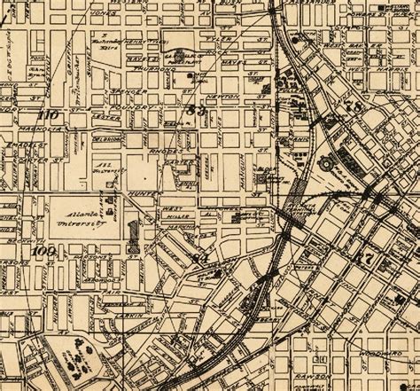 Map Of Atlanta Old Map Restored Archival Fine Print Of