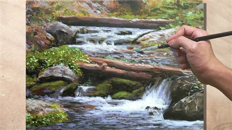 Acrylic Painting Running River Landscape Youtube