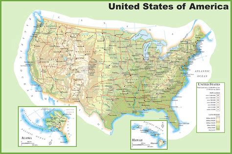 Carte Des Usa Etats Unis Cartes Du Relief Villes Administratives