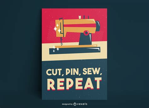 Sewing Machine Shiny Retro Poster Design Vector Download