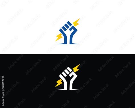 Hand Holding Lightning Bolt Glyph Logo Design Icon Modern Vector