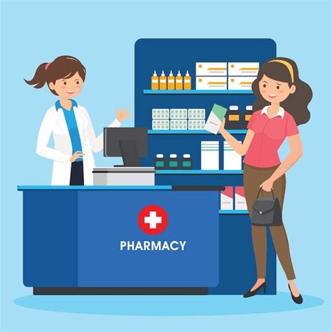 Premium Vector Pharmacy With Nurse In Counter