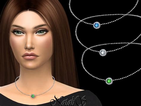The Sims Resource Diamond Halo Necklace By Natalis • Sims 4 Downloads