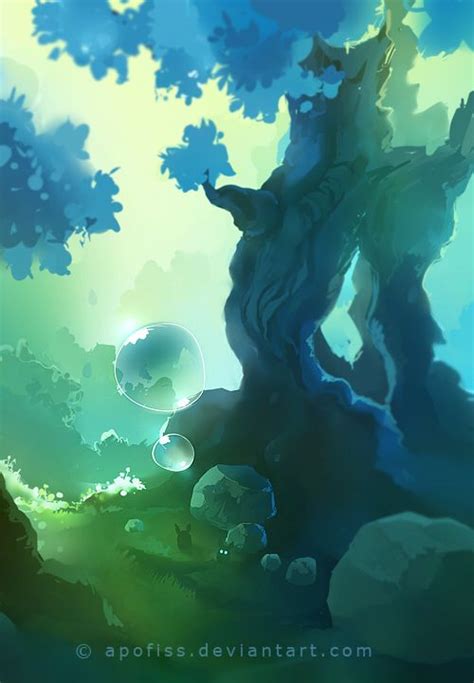 Blue Forest By Apofiss On Deviantart Anime Art Beautiful Scenery
