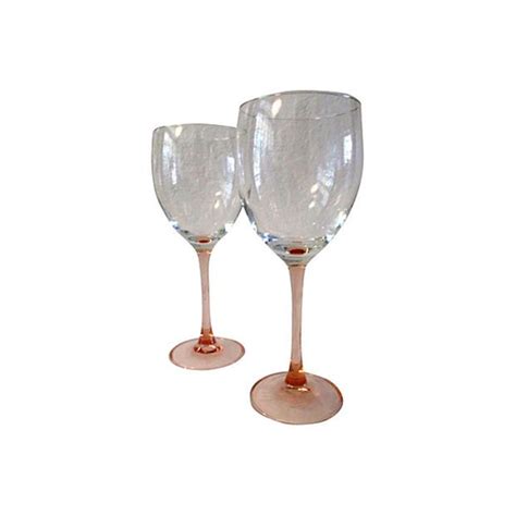 Vintage Pink Stemmed Crystal Wine Glasses Set Of 6 Chairish