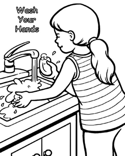 Wash Hands Coloring Sheet Coloring Pages