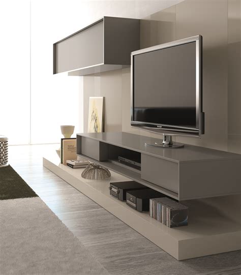 Contemporary Wall Unit With Textured Wood Veneers And Floating Design