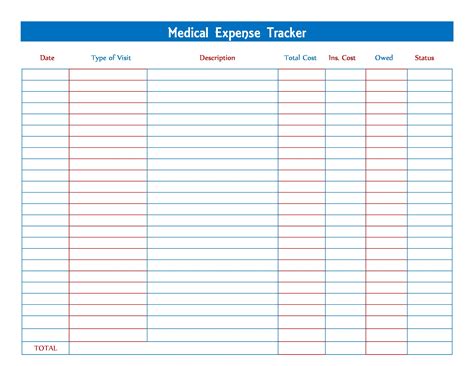 Medical Expense Tracker Medical Expenses Printable Medical Expense