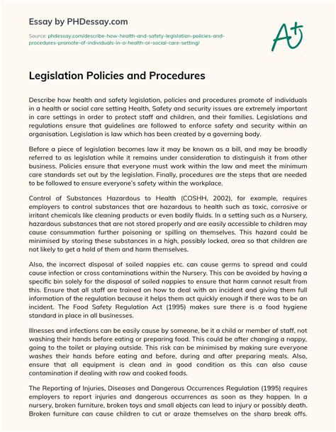 Legislation Policies And Procedures