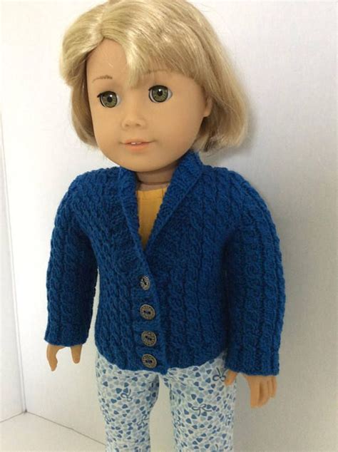 Hand Knit Sweater For Ag Or Similar 18 Inch Doll Etsy Cardigan