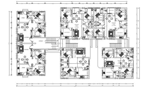 2 And 3 Bhk Apartment Furniture Layout Plan Dwg File Cadbull