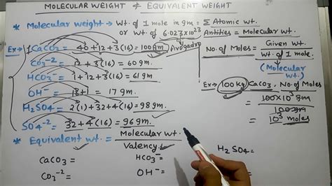Molecular Weight And Equivalent Weightmolarity And Normality Env