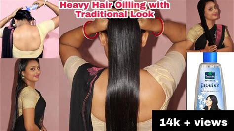 Long Hair Heavy Oiling In Traditional Look Proper Oiled Hair Combing