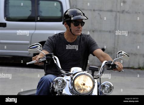 George Clooney Riding A Harley Davidson Motorcycle In Milan Milan