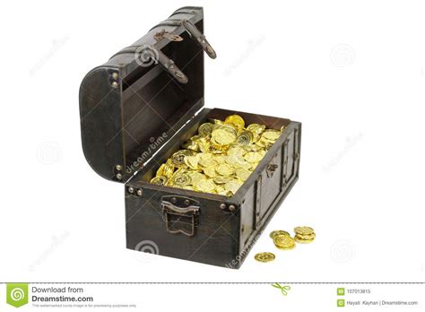 Treasure Chest Filled With Gold Coins Stock Image Image Of Antique