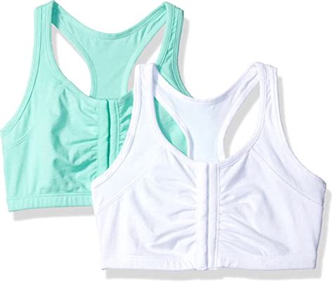 Fruit Of The Loom Womens Front Close Racerback Pack Of 2 Sports Bra
