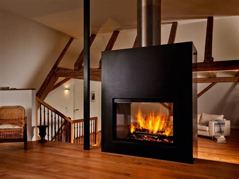 Wood Burning Steel Fireplace With Panoramic Glass Saphir By RÜegg