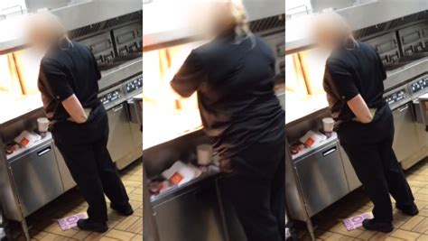 Mcdonalds Worker Caught Putting Her Hand Down Her Pants While Using