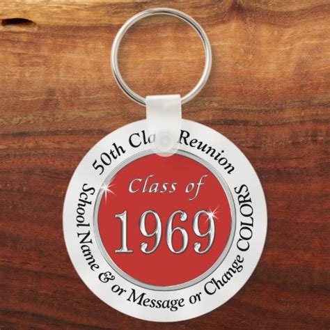 50 Year Class Reunion Souvenirs In Your Colors Keychain Zazzle