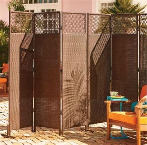 Outdoor Brown Resin Wicker 3 Panel Privacy Screen Room Divider Patio