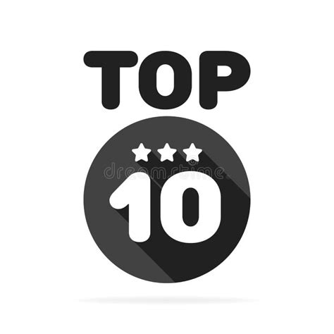 Top Ten 10 Black And White Circle Badge Icon Vector Illustration Stock