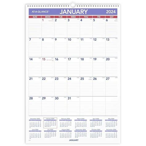 At A Glance Recycled Monthly Wall Calendar Julian Dates Monthly 1