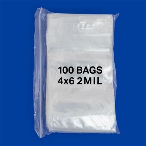 Zip Top 2mil Poly Bags 4x6 100 Pcs